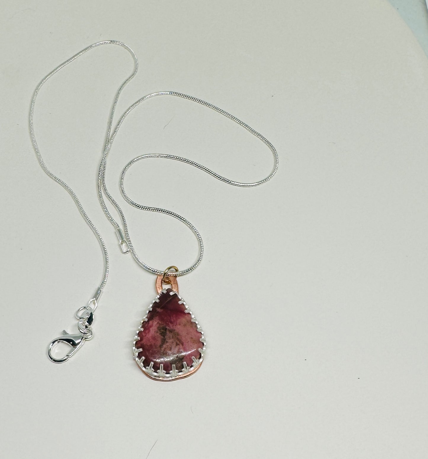 Rhodonite mixed metal pendant