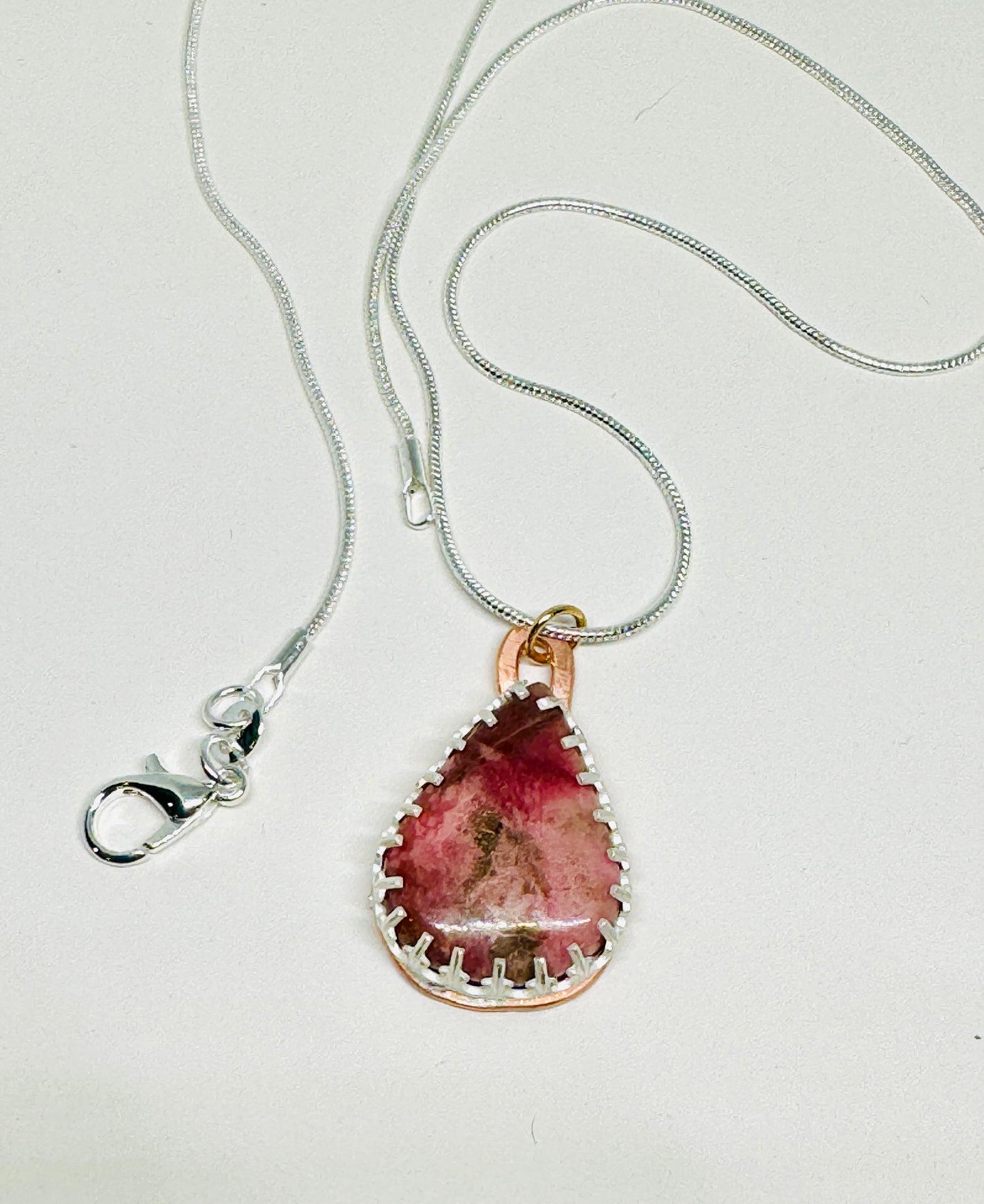 Rhodonite mixed metal pendant