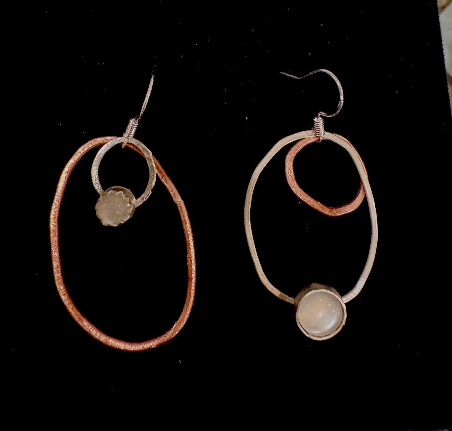 Moonstone & Mixed Metal earrings